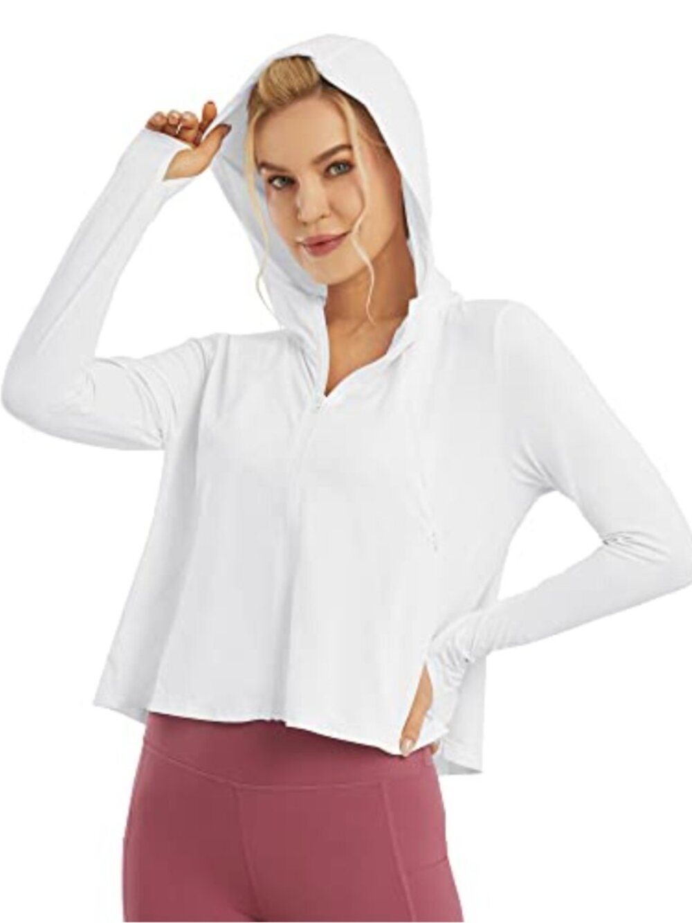 Women's UPF 50+ UV Protection Running Jacket Hooded Lightweight Quick Dry Zip